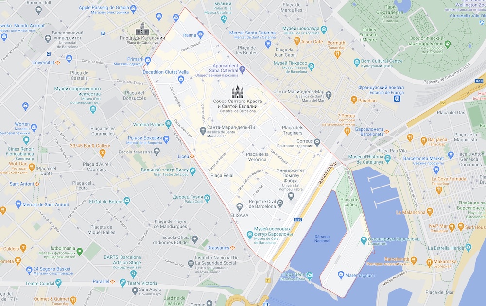 Карта Готического квартала Барселоны