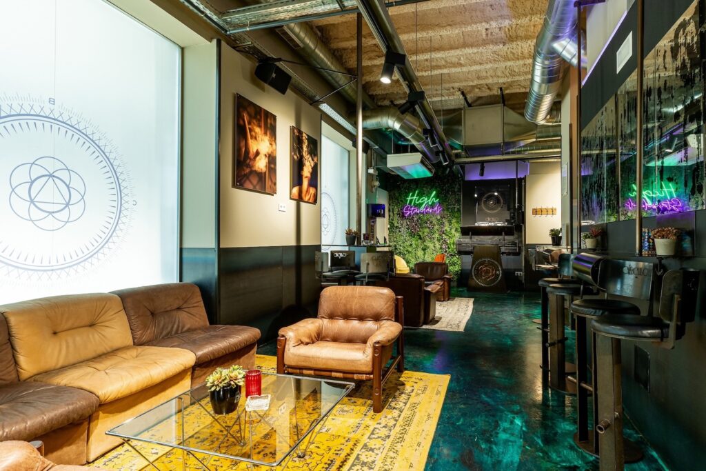 Lounge space at the cannabis club Circulo Barcelona